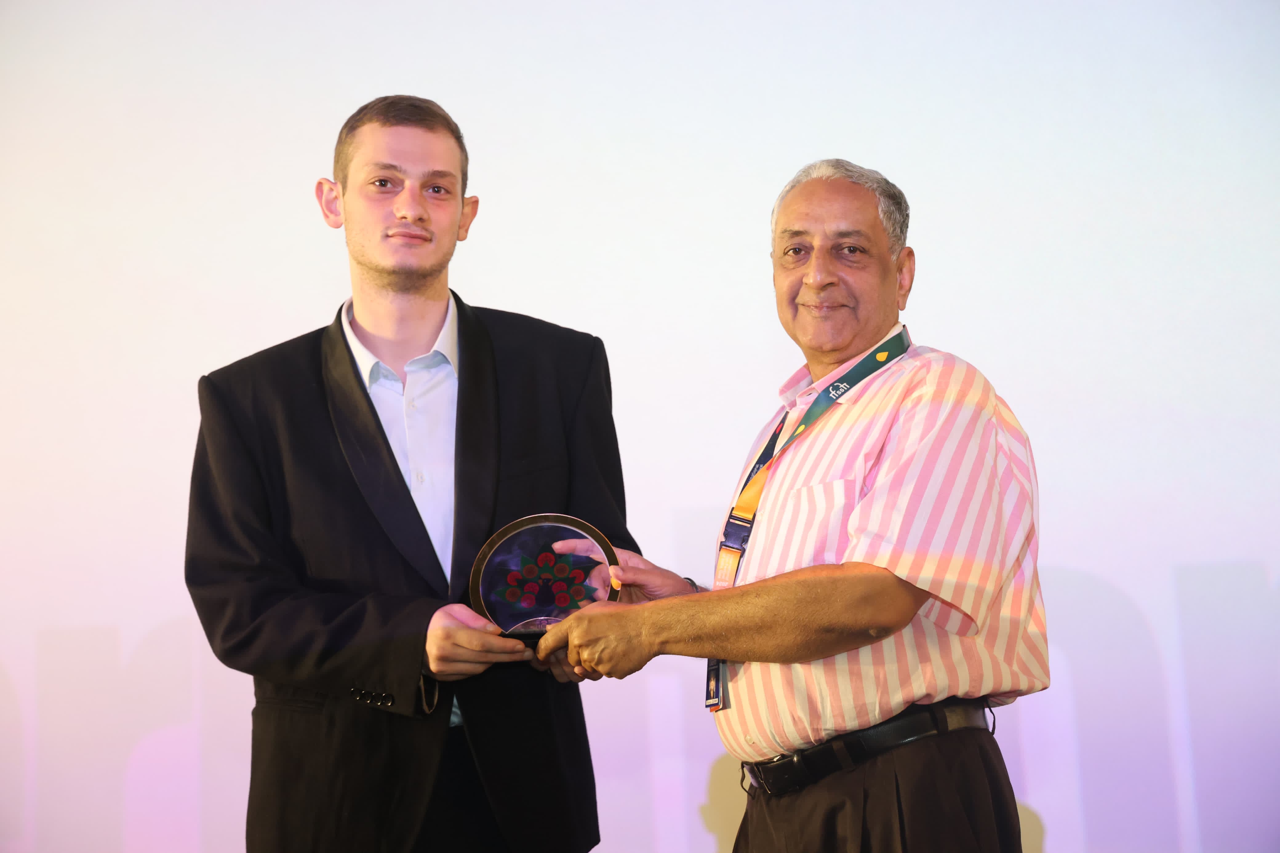 Pankaj Saxena, Artistic Director, IFFI with Director, George Sikharulidze, for the screening of film _Panopticon_ at 55th IFFI